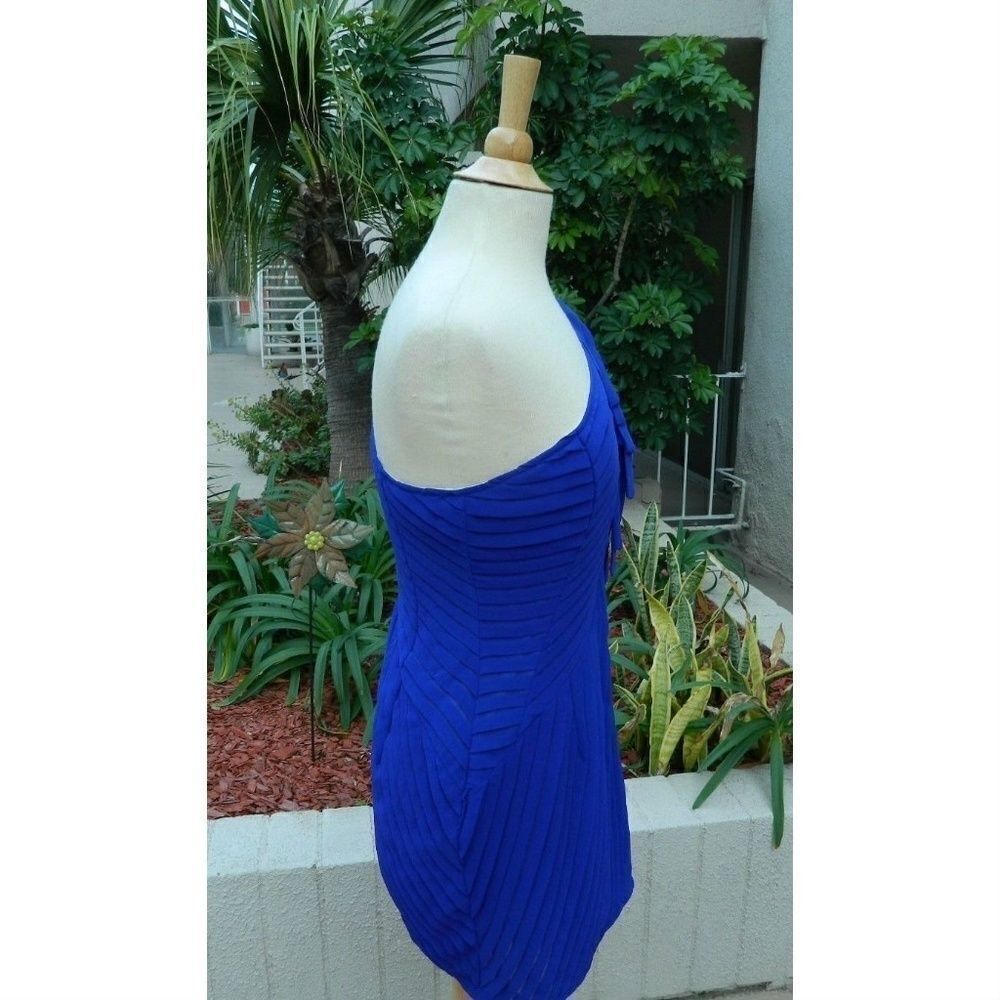 ModCloth One Shoulder Pleated Dress Blue Size M - Picture 6 of 8
